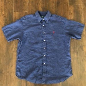 Ralph Lauren Classic Fit Casual Button-down Shirt | Large | Blue